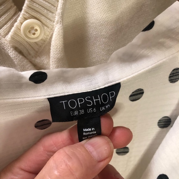 Topshop Polka Dot Shirt Sz 6 - Picture 5 of 6